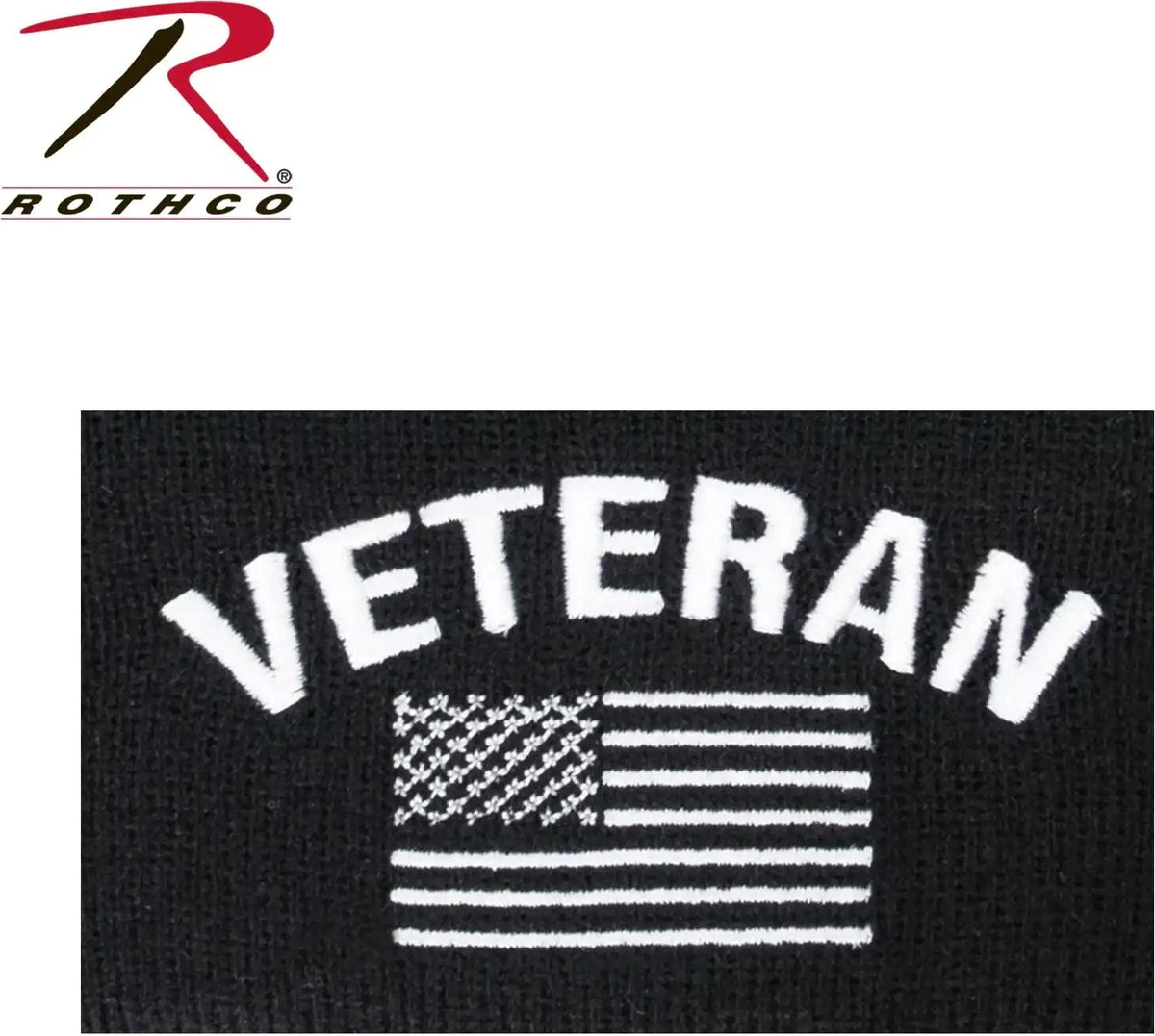 Rothco Veteran with us Flag Fine Knit Watch Cap Black / one Size