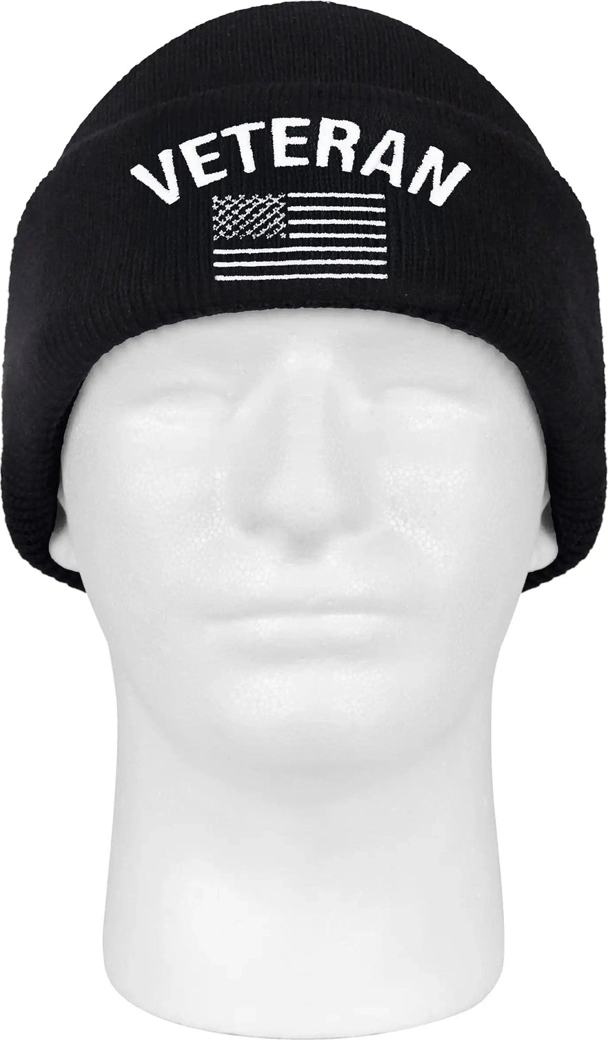 Rothco Veteran with us Flag Fine Knit Watch Cap Black / one Size