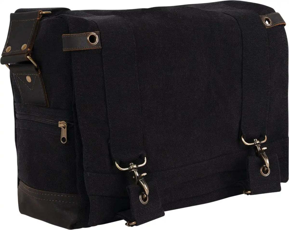 Rothco Vintage Canvas B-15 Pilot Messenger Bag - Black
