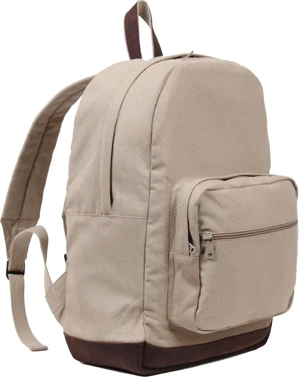 Rothco Vintage Canvas Teardrop Backpack with Leather Accents - Khaki