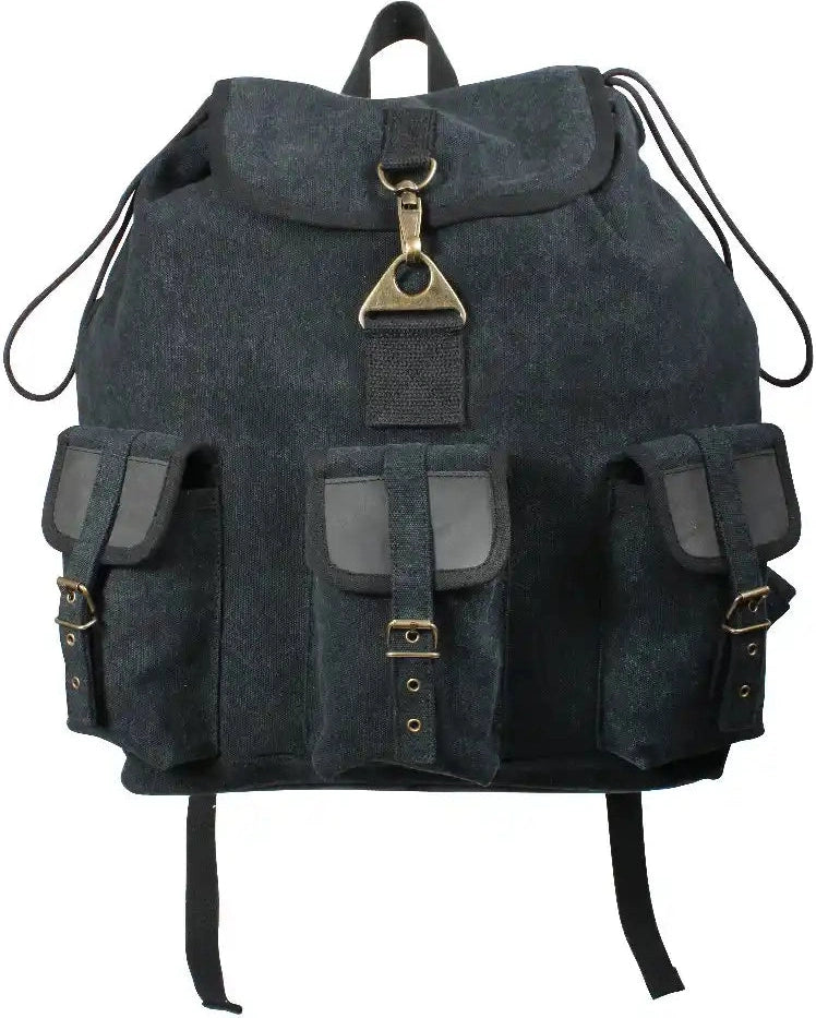 Rothco Vintage Canvas Wayfarer Backpack with Leather Accents - Brown