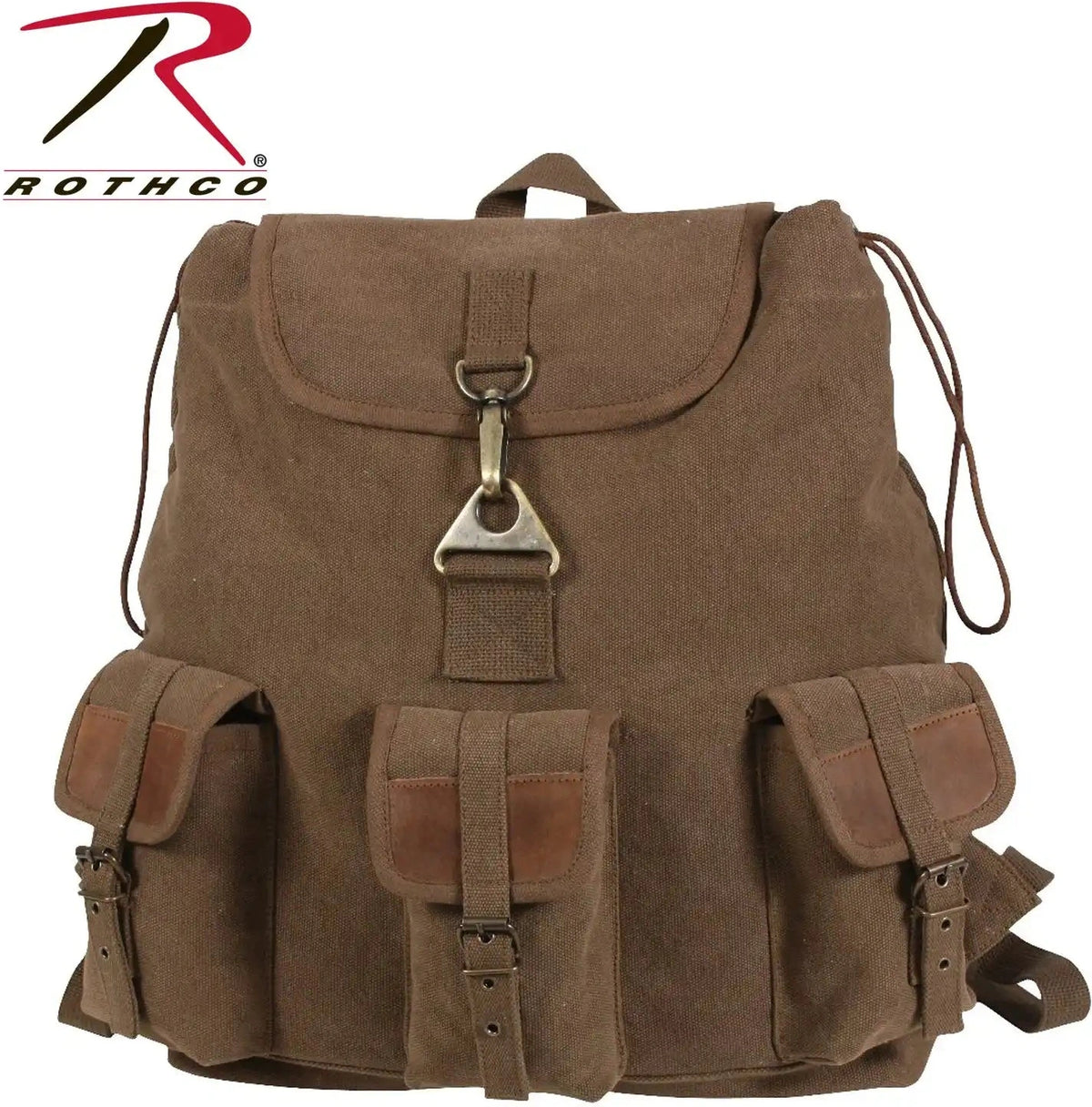 Rothco Vintage Canvas Wayfarer Backpack with Leather Accents - Brown