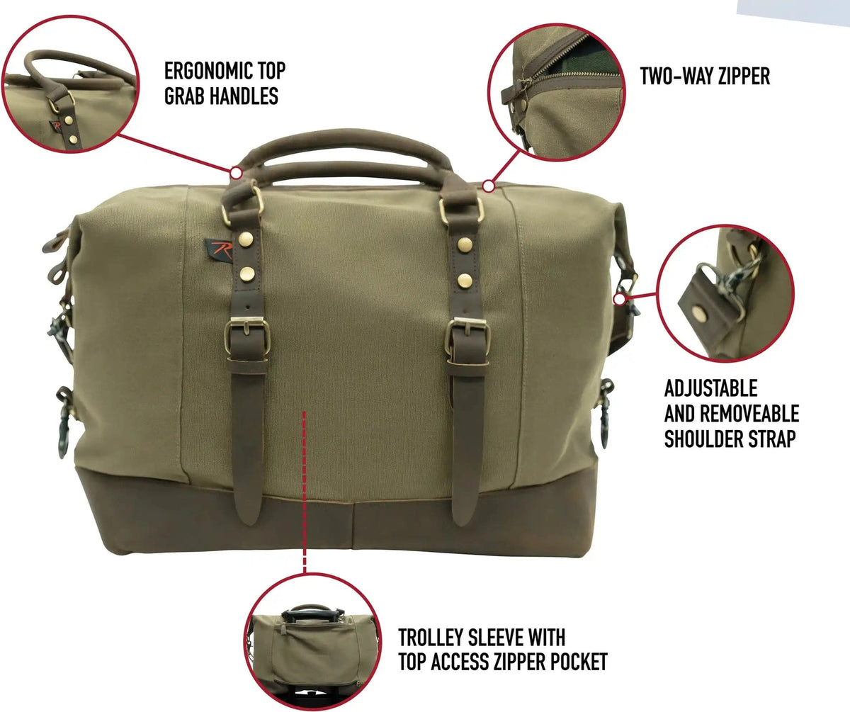 Rothco Vintage Carry on Travel Bag Olive Drab