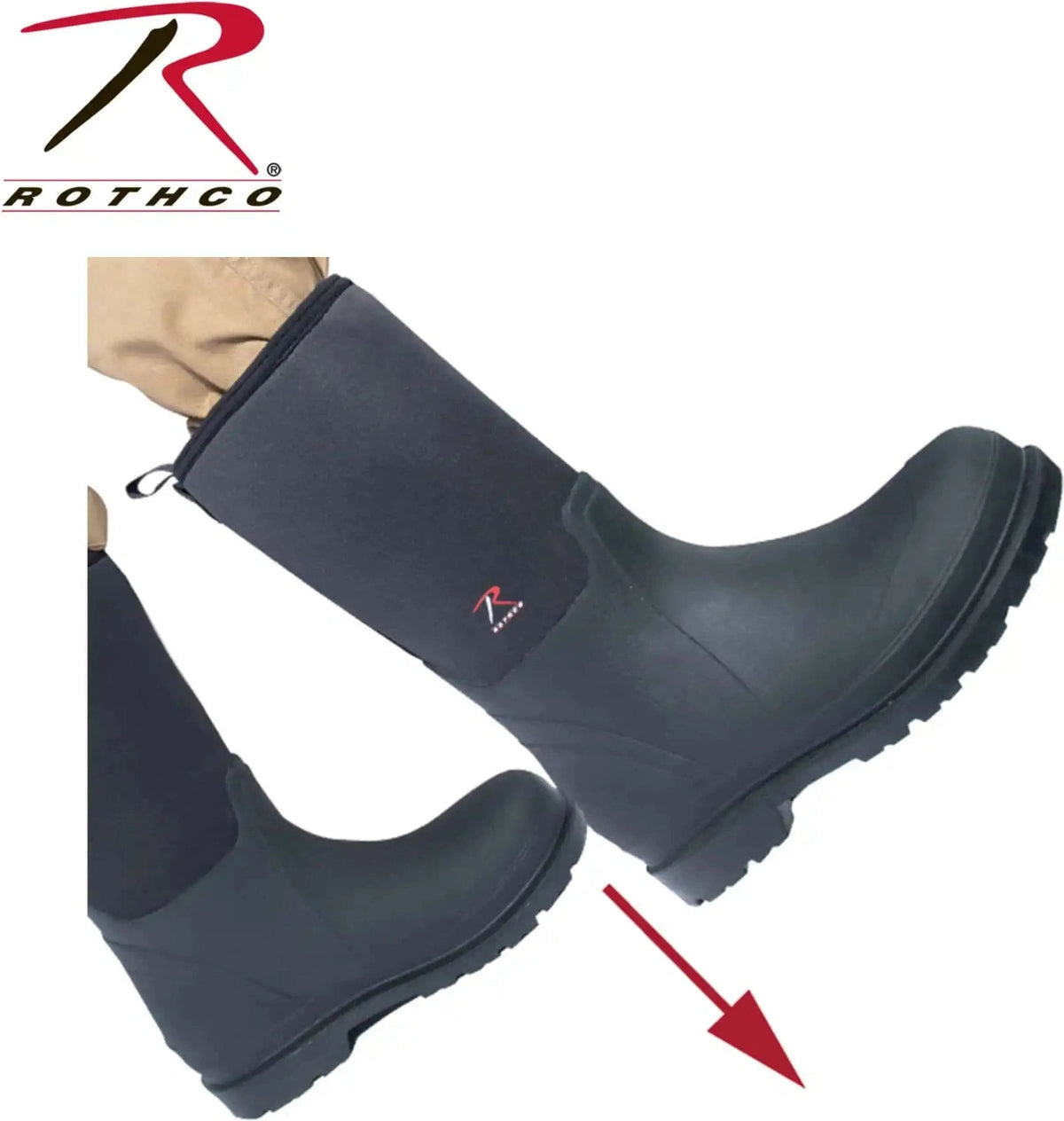 Rothco Waterproof Rubber Boots - Black - 14.5 Inch - 12
