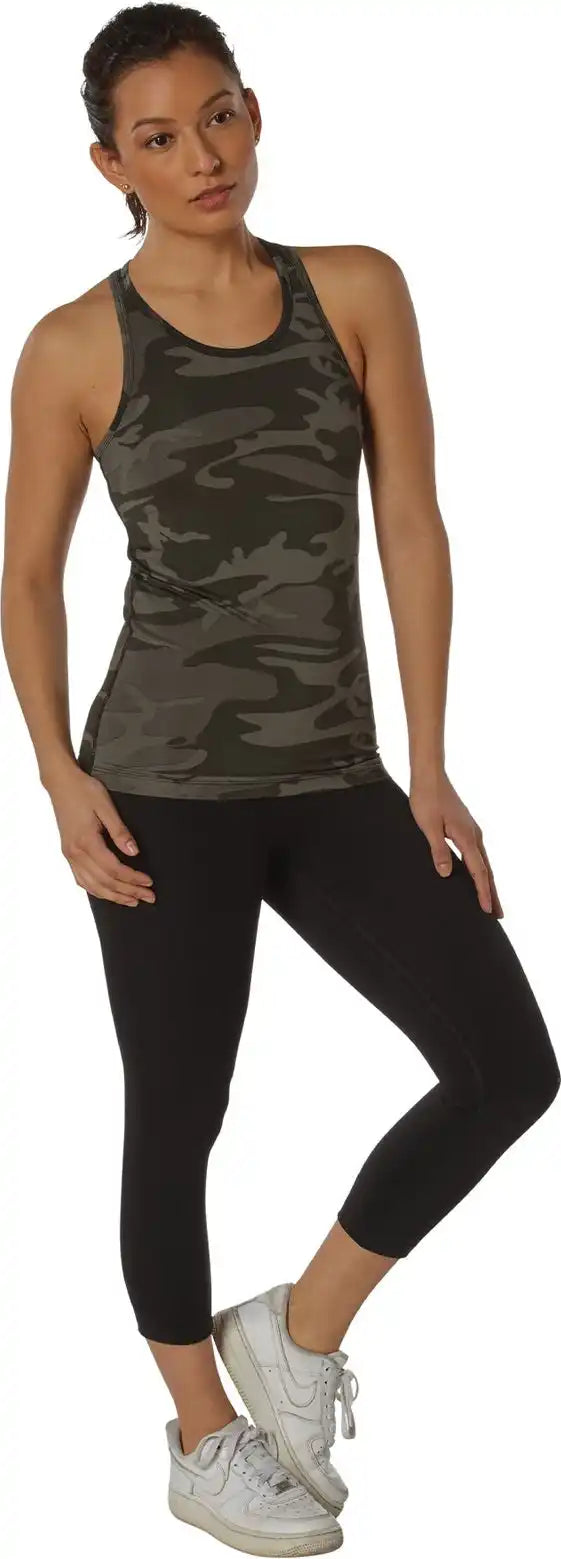 Rothco Womens Camo Workout Performance Tank Top - Black / Xs