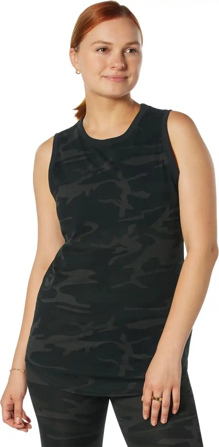 Rothco Womens Essential Moisture Wicking Tank Top - Midnight Black Camo / s