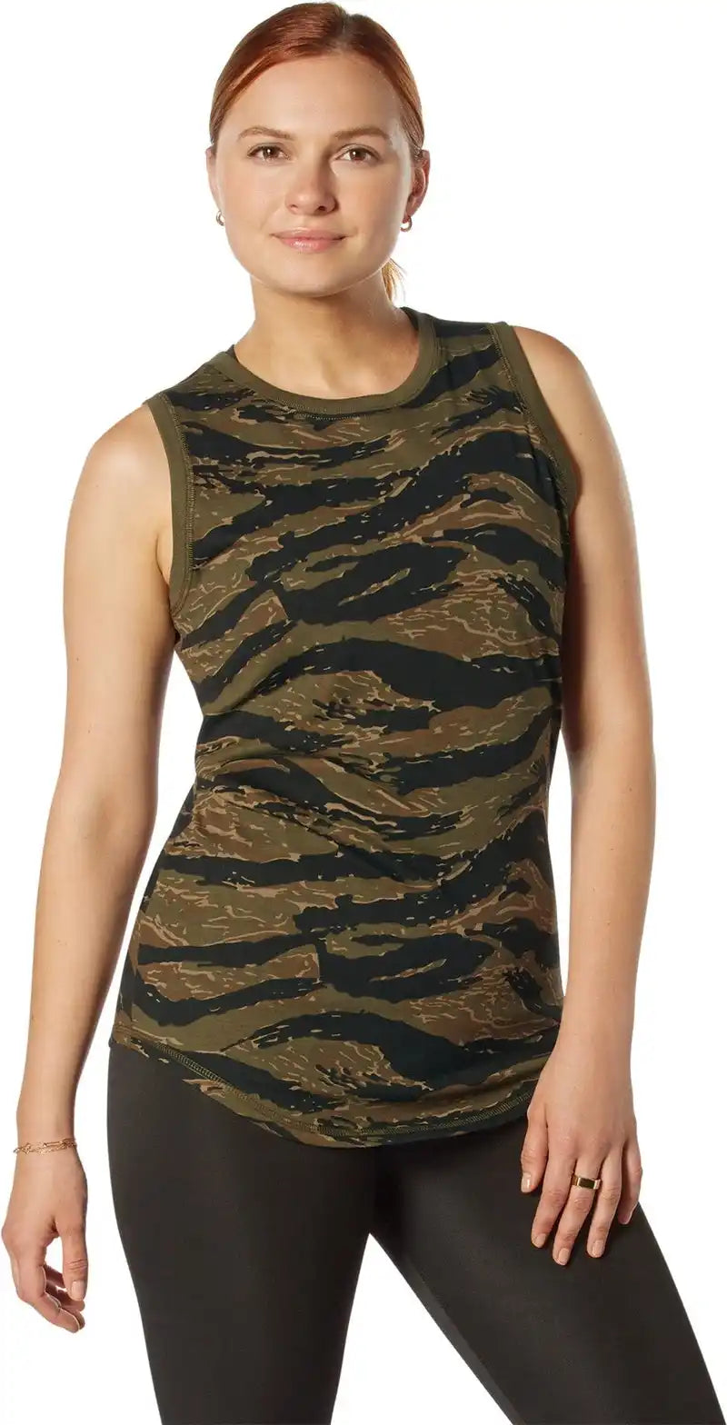 Rothco Womens Essential Moisture Wicking Tank Top - Tiger Stripe Camo / s