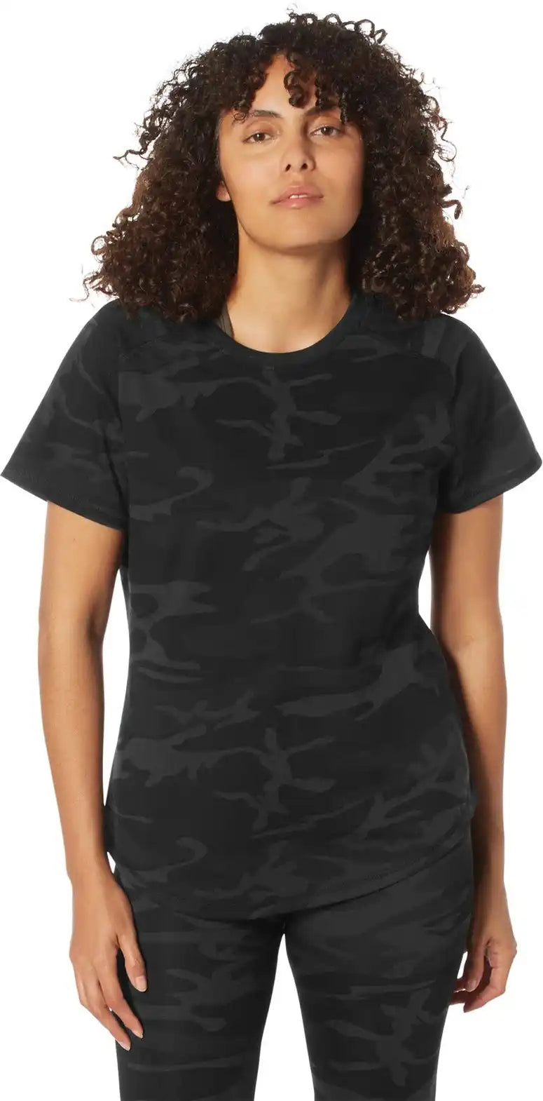 Rothco Womens Essential Raglan Sleeve T-shirt - Midnight Black Camo / s