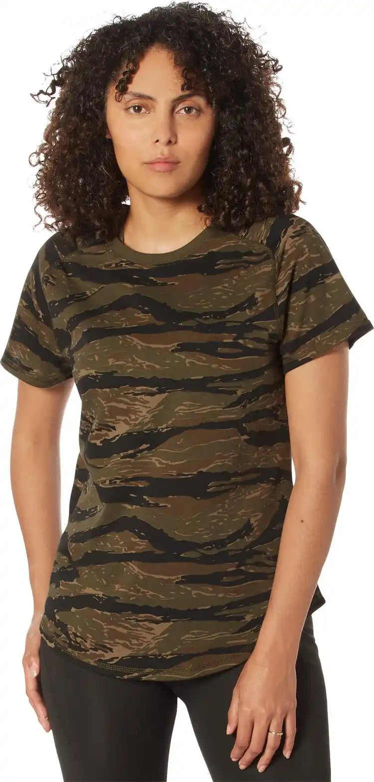 Rothco Womens Essential Raglan Sleeve T-shirt - Tiger Stripe Camo / s