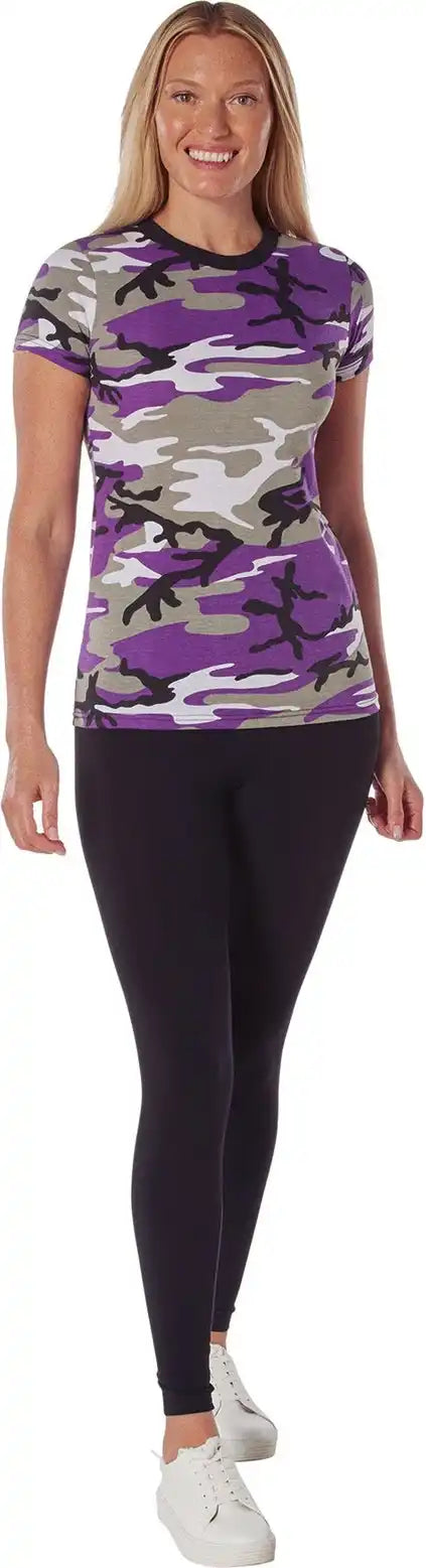 Rothco Womens Long Length Camo T-shirt - Ultra Violet / s
