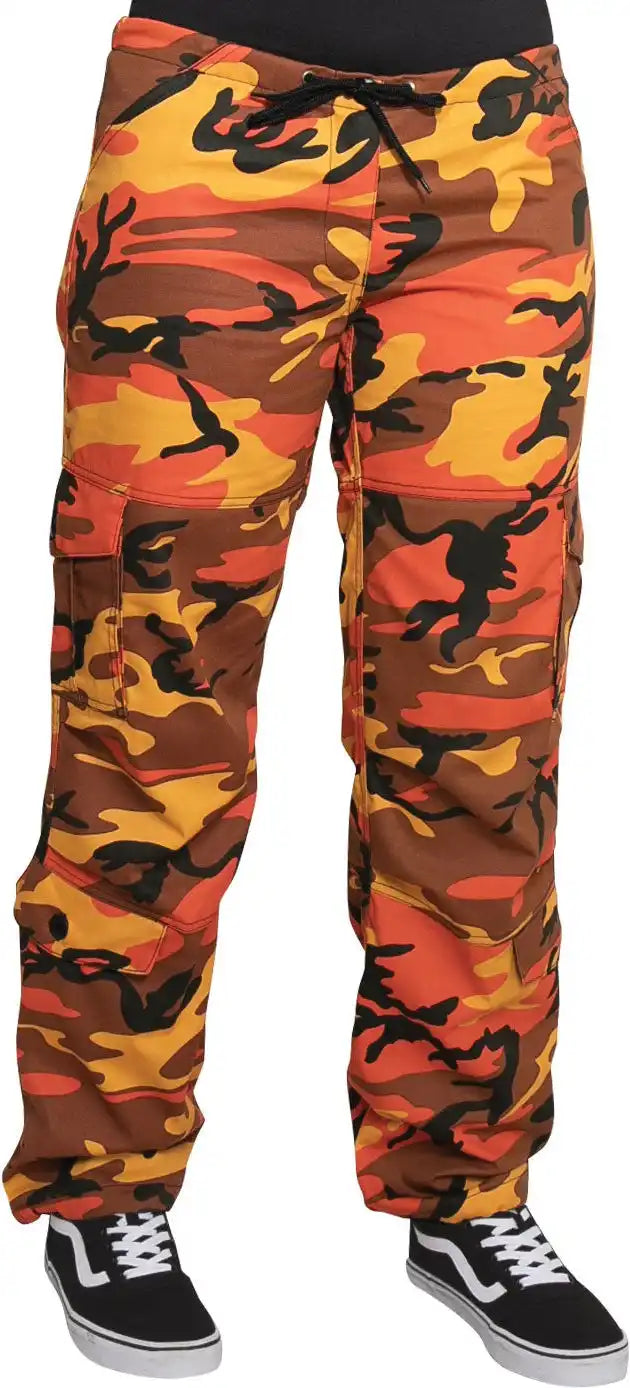 Rothco Womens Paratrooper Colored Camo Fatigues - Savage Orange / Xs