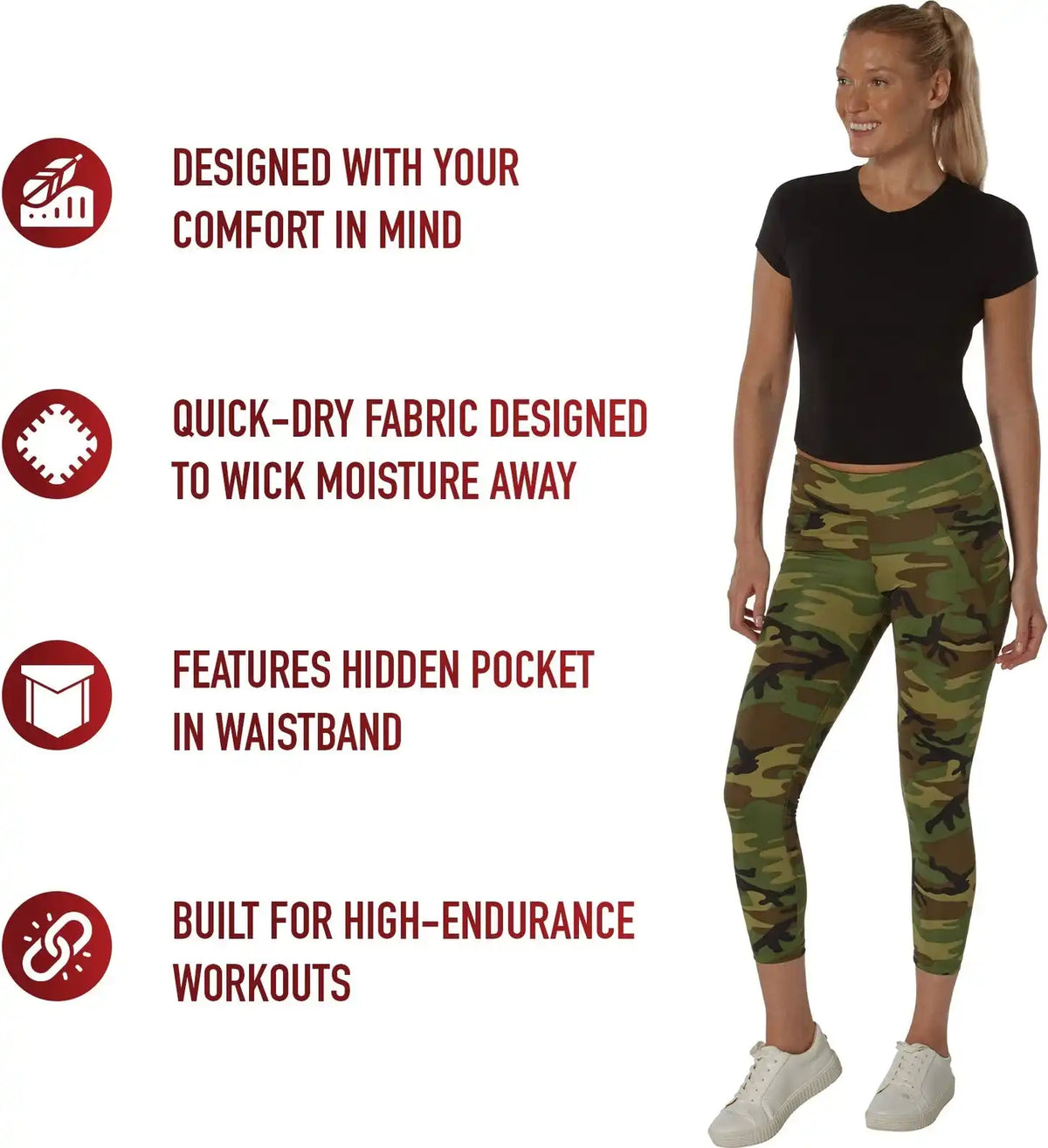 Rothco Womens Workout Performance Camo Leggings with Pockets