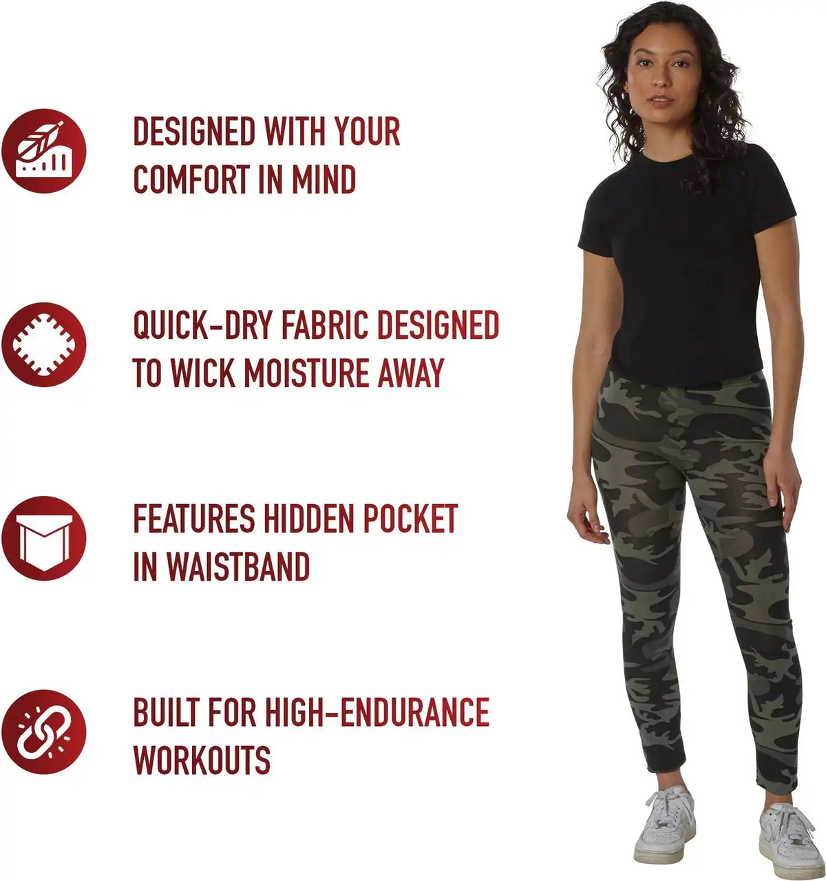 Rothco Womens Workout Performance Camo Leggings with Pockets