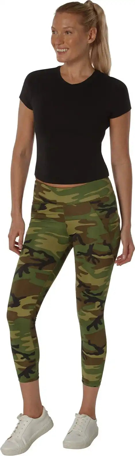 Rothco Womens Workout Performance Camo Leggings with Pockets - Woodland / m
