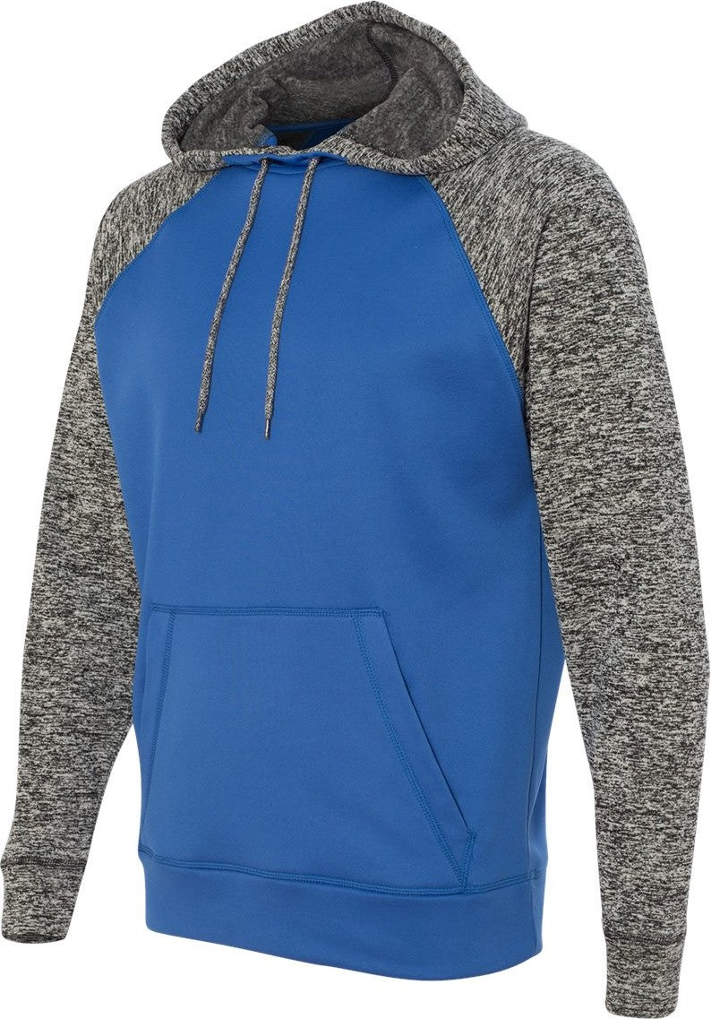 Royal/ Charcoal Fleck Colorblocked Cosmic Fleece Hooded Sweatshirt - 8612