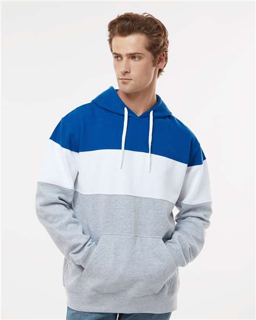 Royal/ Oxford Varsity Fleece Colorblocked Hooded Sweatshirt - 8644