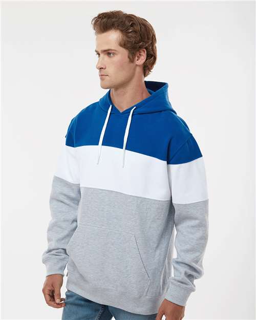 Royal/ Oxford Varsity Fleece Colorblocked Hooded Sweatshirt - 8644