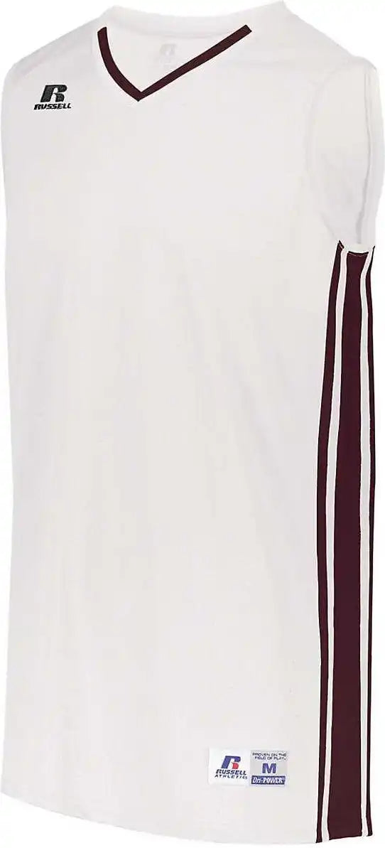 Russell 4b1vtb Youth Legacy Basketball Jersey - White Maroon