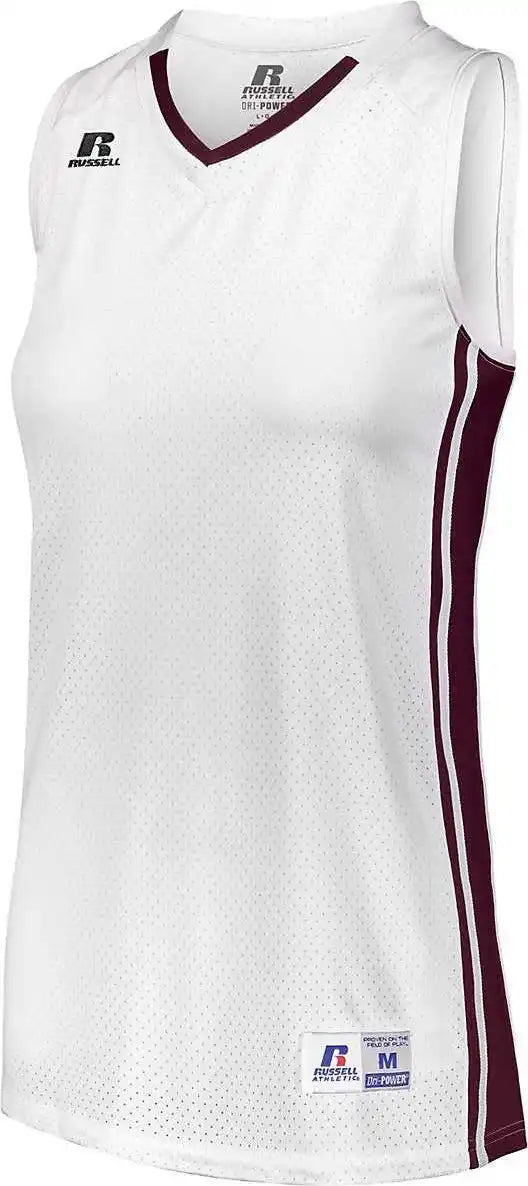 Russell 4b1vtx Ladies Legacy Basketball Jersey - White Maroon