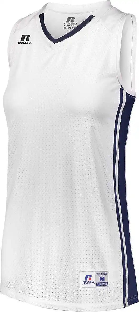 Russell 4b1vtx Ladies Legacy Basketball Jersey - White Navy