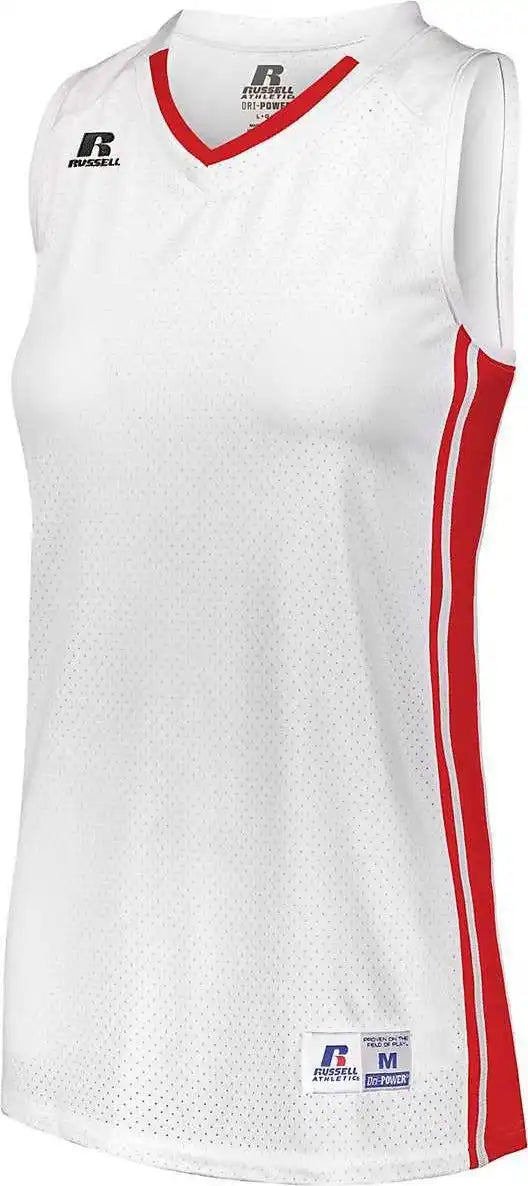 Russell 4b1vtx Ladies Legacy Basketball Jersey - White True Red