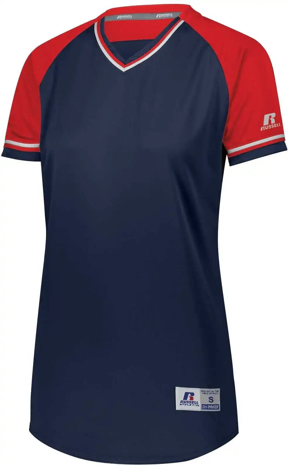 Russell R01x3x Ladies Classic V-neck Jersey - Navy True Red White
