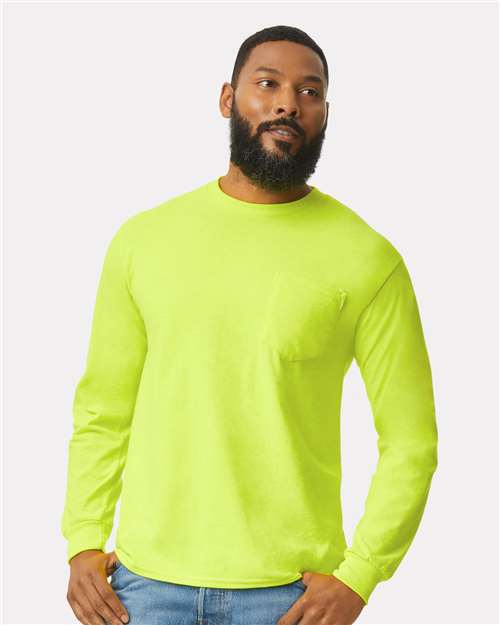 Safety Green Ultra Cotton® Long Sleeve Pocket T-Shirt - 2410