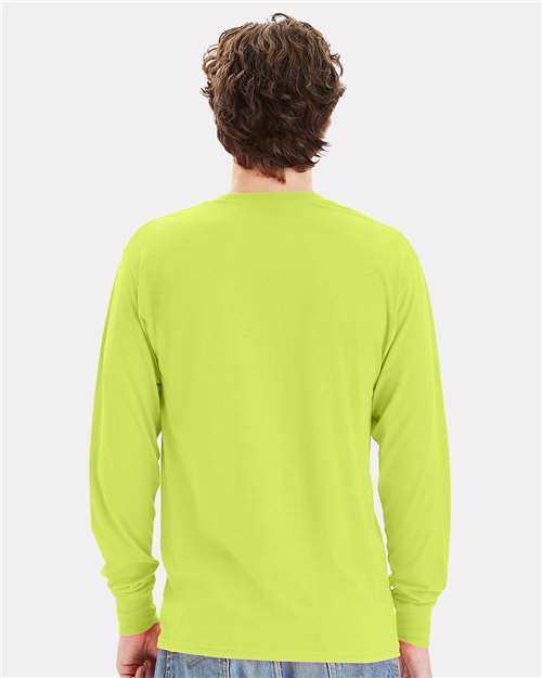 Safety Green Workwear Long Sleeve Pocket T-Shirt - W120
