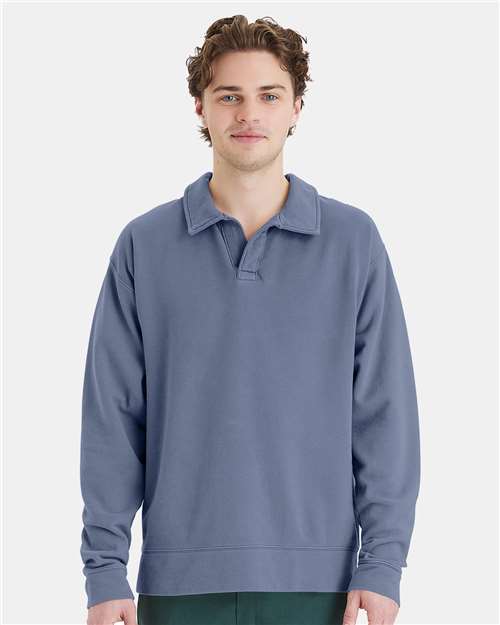 Saltwater Garment-Dyed Polo Collar Sweatshirt - GDH490