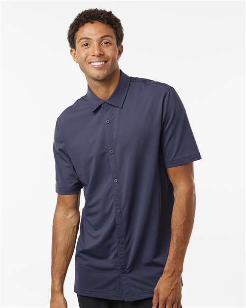Shadow Navy Button Down Short Sleeve Shirt - A595