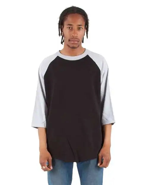Shaka Wear Shrag Three-quarter Sleeve Raglan T-shirt - Black Heather Grey - Black/ / s