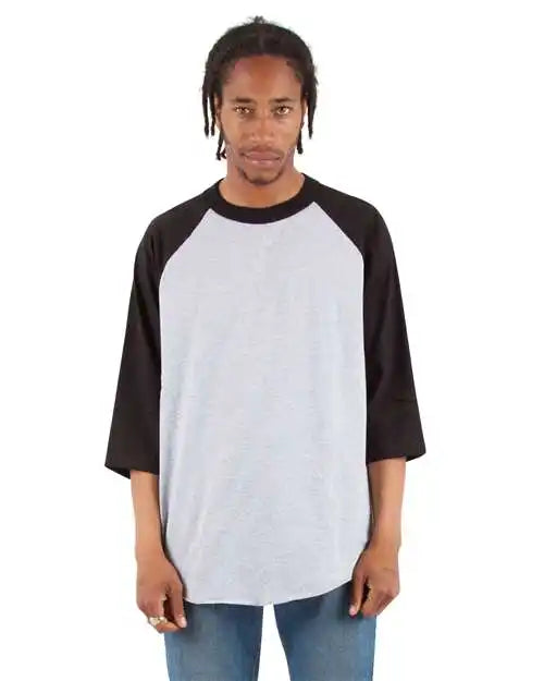 Shaka Wear Shrag Three-quarter Sleeve Raglan T-shirt - Heather Grey Black - Grey/ / s