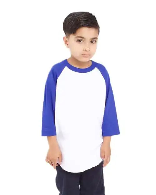 Shaka Wear Shragy Youth Three-quarter Sleeve Raglan - White Royal - White/ / Xs