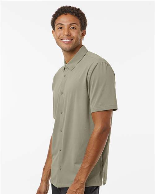 Silver Pebble Button Down Short Sleeve Shirt - A595