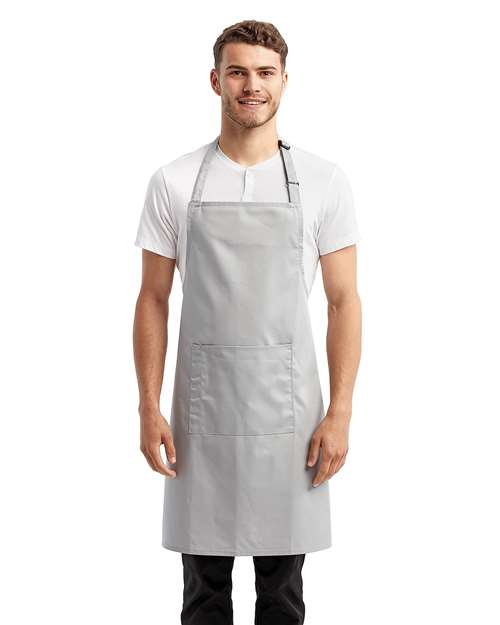 Silver Recycled Bib Apron with Pocket - RP154