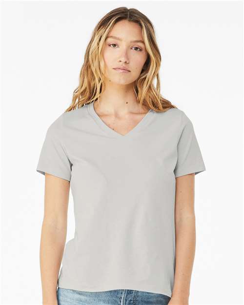 Silver Women’s Relaxed Jersey V-Neck Tee - 6405