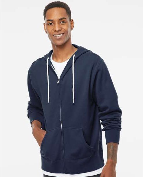 Slate Blue Lightweight Full-Zip Hooded Sweatshirt - AFX90UNZ