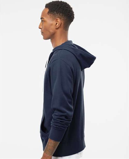 Slate Blue Lightweight Full-Zip Hooded Sweatshirt - AFX90UNZ