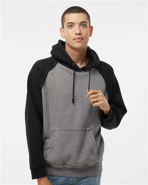 Smoke Heather/ Black Vintage Heather Hooded Sweatshirt - 8885