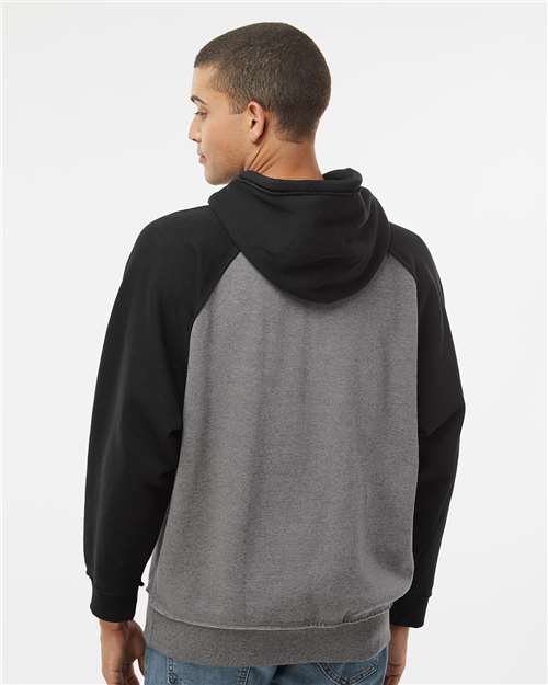 Smoke Heather/ Black Vintage Heather Hooded Sweatshirt - 8885