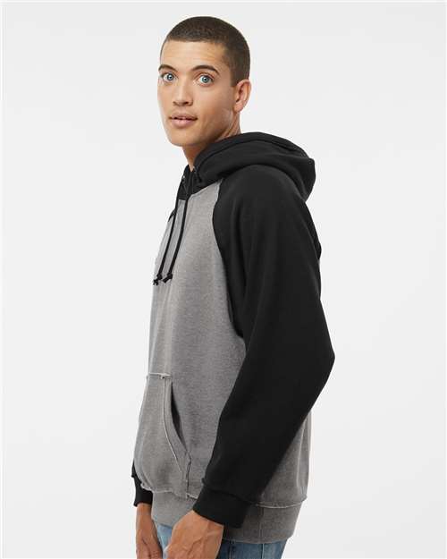 Smoke Heather/ Black Vintage Heather Hooded Sweatshirt - 8885