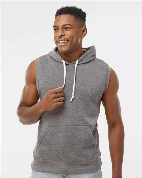 Smoke Triblend Triblend Sleeveless Hooded Sweatshirt - 8877