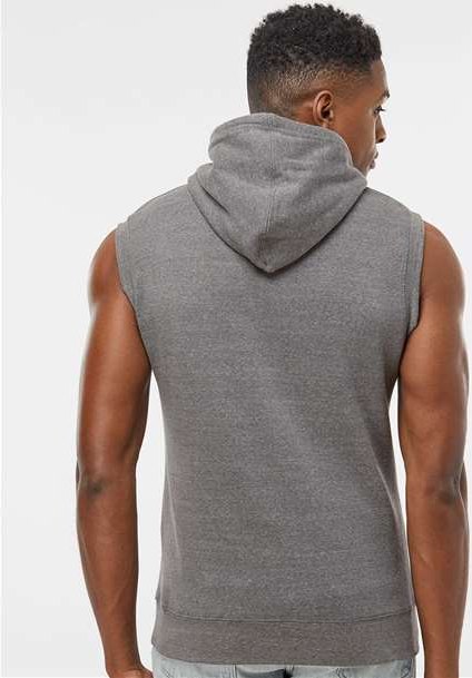 Smoke Triblend Triblend Sleeveless Hooded Sweatshirt - 8877
