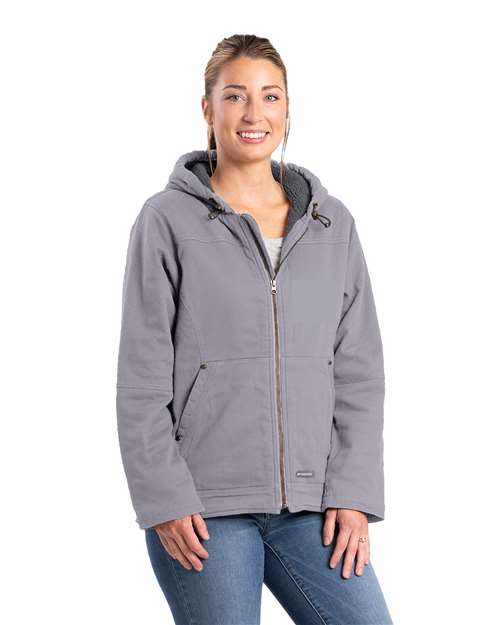 Smoke Women's Sherpa-Lined Twill Hooded Jacket - WHJ48