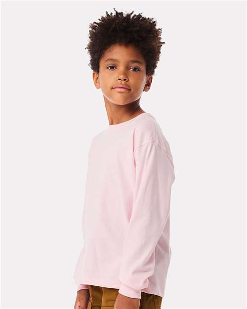 Soft Pink Youth 6oz. Heavyweight Long Sleeve Tee - 3511Y