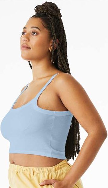 Solid Baby Blue Blend Women's Micro Rib Spaghetti Strap Tank - 1012