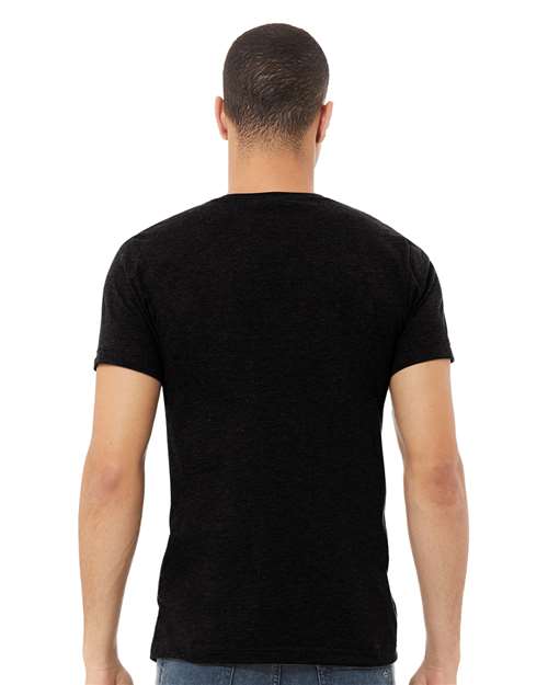 Solid Black Blend Heather CVC V-Neck Tee - 3005CVC