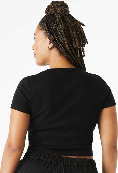 Solid Black Blend Women's Micro Rib Baby Tee - 1010