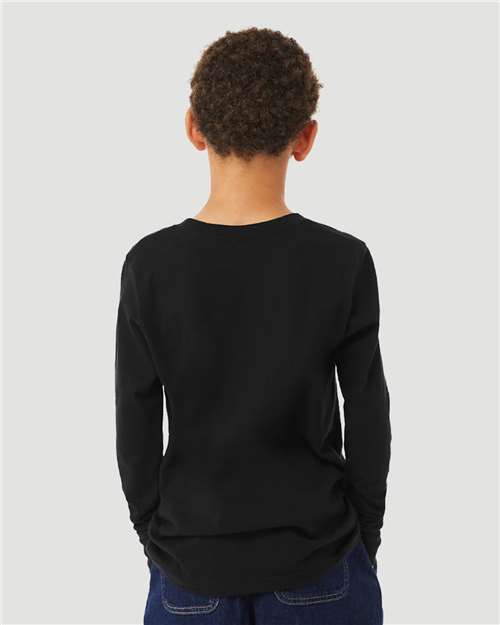 Solid Black Blend Youth Heather CVC Long Sleeve Tee - 3501YCVC