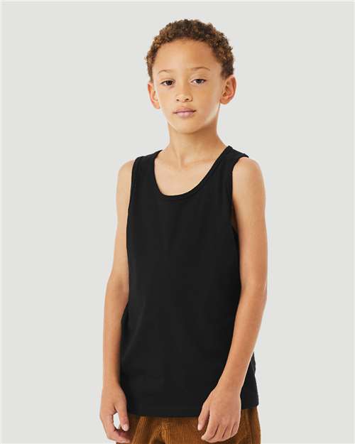Solid Black Blend Youth Heather CVC Tank - 3480YCVC